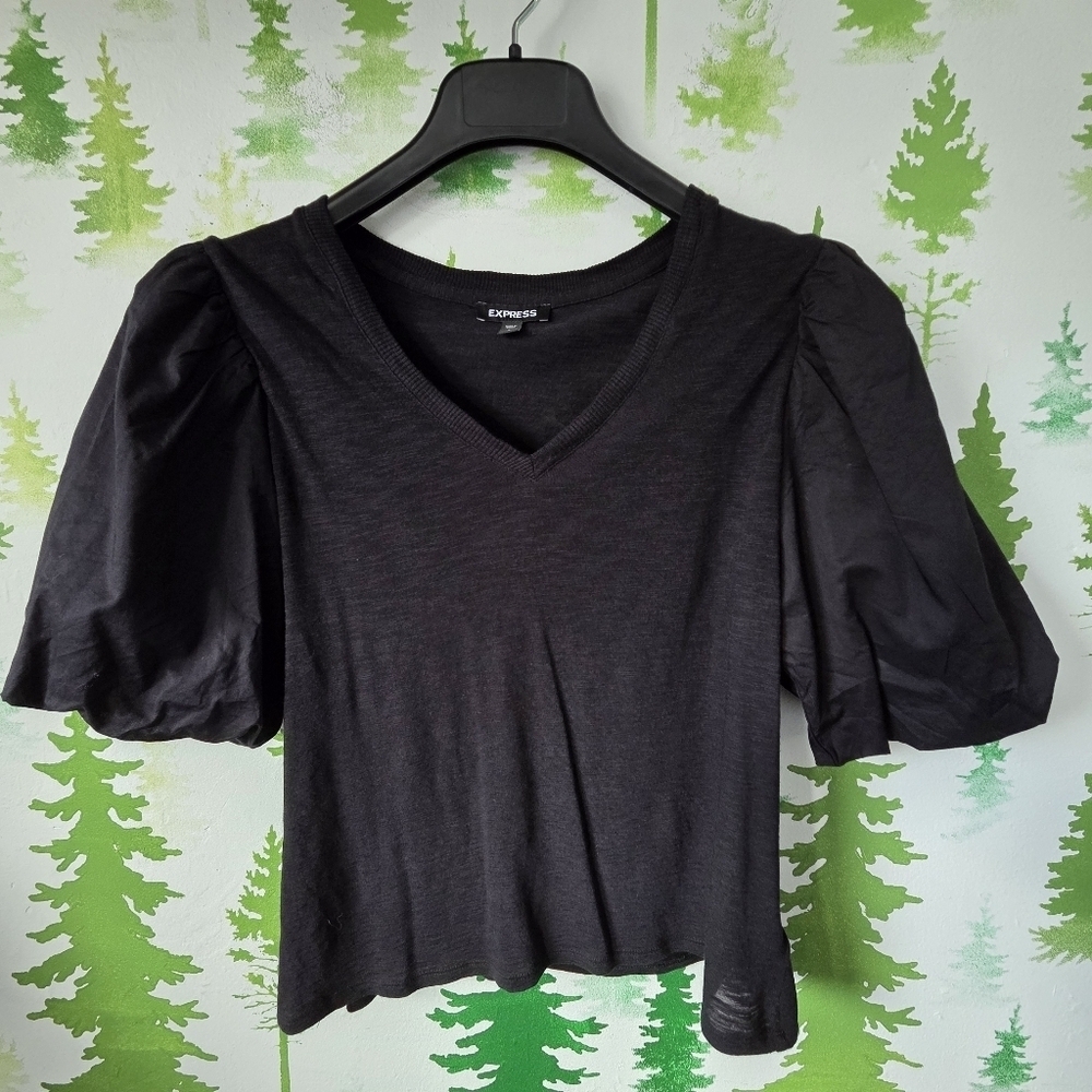 Black Express Puff Sleeve Top